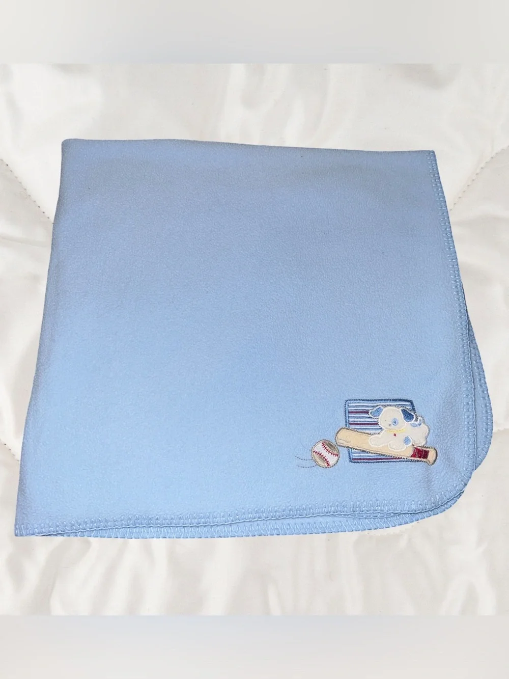 Baby Connection Baseball Puppy Dog Blue Baby Blanket Fleece Lovey